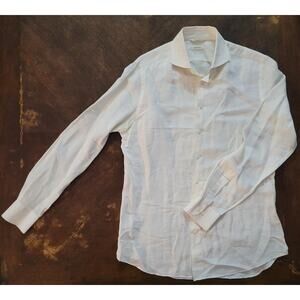 SuitSupply Linen Shirt Mens Medium (41/16) Extra Slim Fit White Button Up Formal